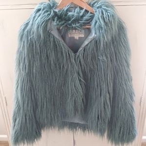 TEAL TIBETAN LAMB FASHIONISTA FAUX FUR JACKET